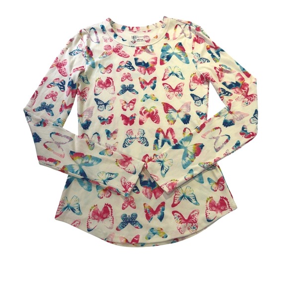 No Boundaries Tops - No Boundaries Butterfly Print Rib Knit Long Sleeve Top Juniors Size Med 349A2